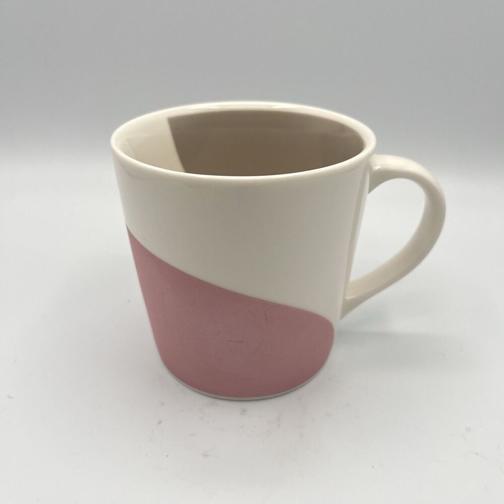 Starbucks Pink Gray White Swirl Ceramic Coffee Mug 2005 Modern Art Deco Style